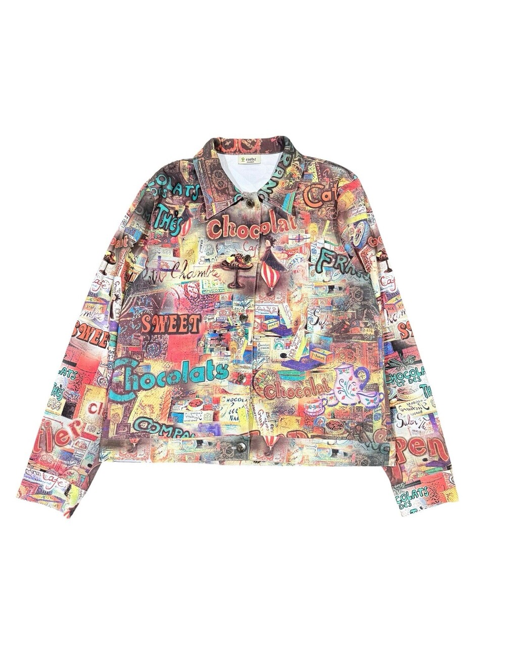 Cactus All-Over Chocolat Cafe Button-Up Jacket Size M Women’s
